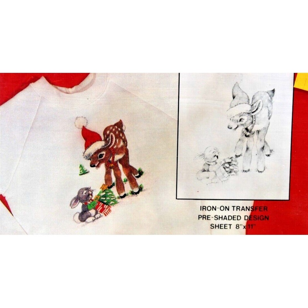 Pre-Shaded Christmas Transfers Lot Of 4 NEW DIZZLE Cactus Reindeer Bunny VTG NEW - Picture 4 of 9